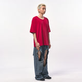 OVERSIZED SILKET SCOOP NECK T-SHIRT RED