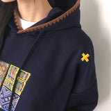 コーヴビンテージパッチワークオーバーフィットフーデッドTシャツ