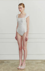 DEW COWL SWIMSUIT white