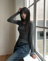 [U-BASIC] Obie Basic Slim U-Neck Long Sleeve