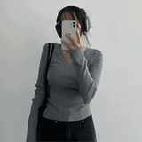 [Round neck/V-neck selected!] レデュースリムフィットニット (11 colors)