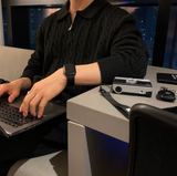 Liu Cable Semi Zip Up Karanite