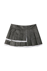 レザーバックルプリーツスカート ブラック