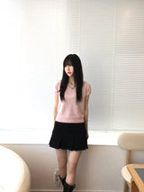 V-neck short-sleeved knitwear (3 colors)