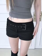 micro belt cotton shorts(2 color) 