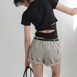 [Remins] Backless Twisted Short-Sleeve T-Shirt - 4 Colors