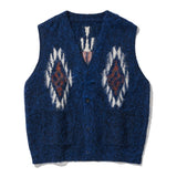 chimayo pattern brushed knit vest navy