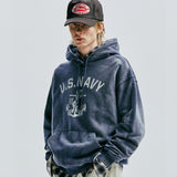 USN VTG DYEING HOODIE DUSTY NAVY