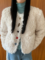 Beads Burton No Collar Round Fur Jacket