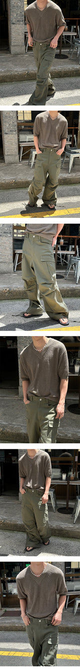 [S/S] Summer v neck half knit (3color)