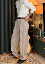 Three-Tuck Back Banding Slacks  3COLOR