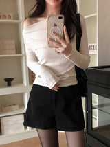 RS Boat Neck Slim Rib Long Sleeve T-shirt (4color)