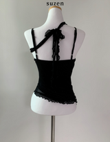 ラビアンフリルローズトップ (black)