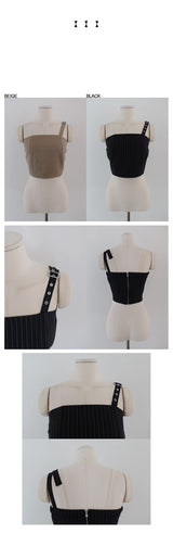 STRIPE ONE STRAP CROP BUSTIER & BUCKLE WRAP SKORT (2COLORS!)