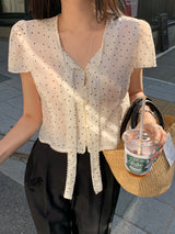 [MADE] Shimiz Dotted Puff Blouse