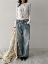103 Grayish Wide Denim Pants