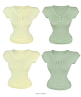 Zoey Vivid Button Top (6color)