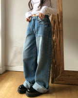 エトワイドロールアップデニムパンツ