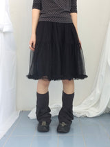 Lace V-Shirring Dot Top