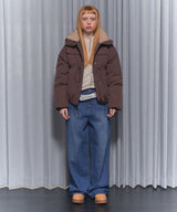HIGH NECK STRING POCKET PUFFER (BROWN)_F24ZA954