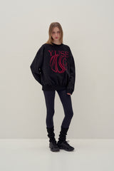 SWEATSHIRT EARTHYUSE NEEDLEWORK - BLACK