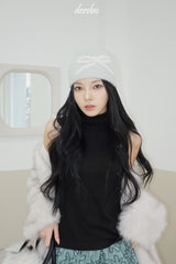 wool Angora sleeveless turtleneck T-shirt