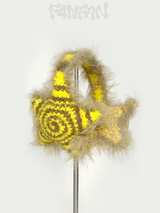 Handmade Crochet Star Ear Muffs in Banana Latte Color （Yellow & Warm Latte Brown）