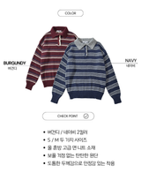 wool knit polo collar stripe knitwear
