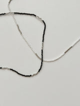 [2 color] mini bead crystal necklace choker / simple daily black white
