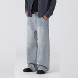 REVERSE BAND CUT WIDE DENIM PANTS