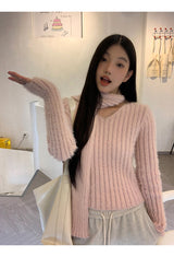 VネックスカーフボールドVネックニット