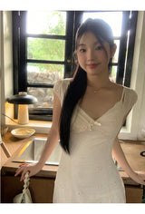 Ivory Punching Layered Long Dress
