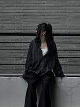 [unisex] オーバーフィットストライプシャツ (2color)