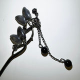 Black goth butterfly ornamental hairpin_1