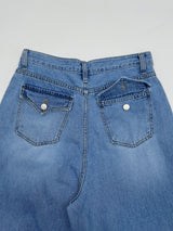 206 Back Pocket Balloon Fit Wide Denim Pants