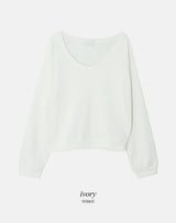 UネックアイレットベーシックニットTシャツ (4color)