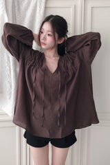 romantique deep v pleur shirring bl