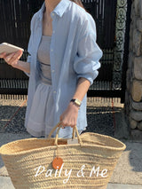 Oversized fit see-through shirt(4color)