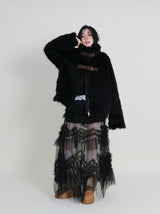 Rachel Two-Belt Detail Short Length Fur Jacket (Lining Quilted)