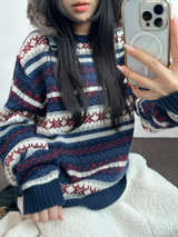 ノルディックスノーフラワーディアニット🦌❤💙🩶3COLOR