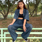 PEACOCK BLUE KNIT PANTS