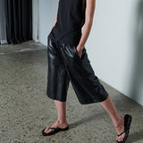 LEATHER SHORTS BLACK