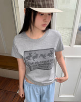 フリングラビットレースプリント半袖Tシャツ