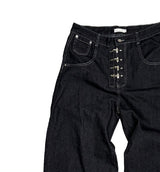 Look Fire Buckle Balloon Wide Denim Pants