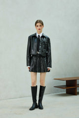 MOLLY LEATHER CROP JACKET / BLACK