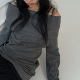 OFF SHOULDER TIED TOP (CHARCOAL)