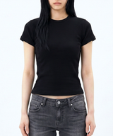 ストレッチコットンスリムショートスリーブTシャツ ブラック