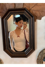 レースバックシースルーレイヤードニットウェアTシャツ
