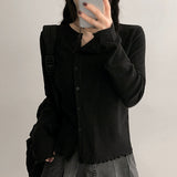 Shade Punching Pattern Snap Eyelet Cardigan