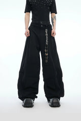 Double-Waist Layered Wide-Leg Trousers